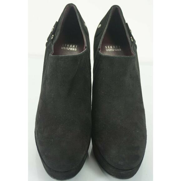 Stuart Weitzman Black Suede Coverall Heel Ankle booties SZ 9.5 N Narrow - Picture 5 of 10